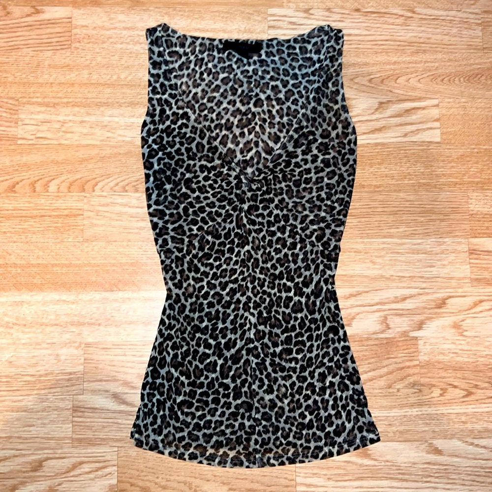 Express Sheer Sleeveless Leopard Print Top Size XS